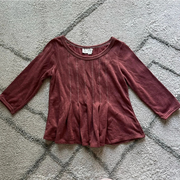 Saturday Sunday Pleated Peplum Sweatshirt rust red small - Picture 1 of 8